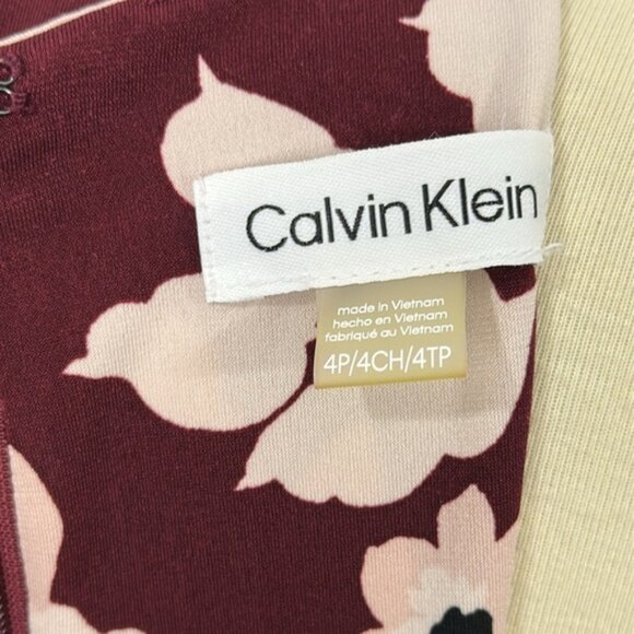 Calvin Klein Long Sleeve Floral Faux Wrap Dress Size 4P - Picture 8 of 10